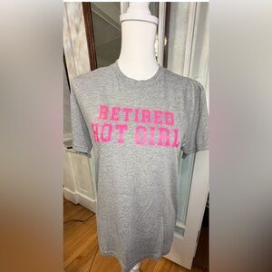 Gray T-Shirt with Pink Text